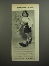 1952 Lord &amp; Taylor Spur Knitting Cardigan Ad - Said Cardigan to poodle dog - $18.49