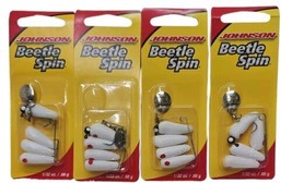 Johnson Beetle Spin BSVP 1/32 oz. White Red Dot Lot of 4 New - £16.59 GBP