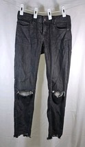 Free People Jeans Womens 25 Black Fade Stretch Midrise Skinny Distressed... - $18.69