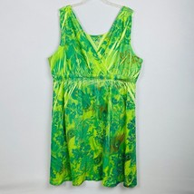 Jane Ashley Womens Plus 2X Green Brown Paisley Floral Leaf Print A-Line Dress - £19.96 GBP