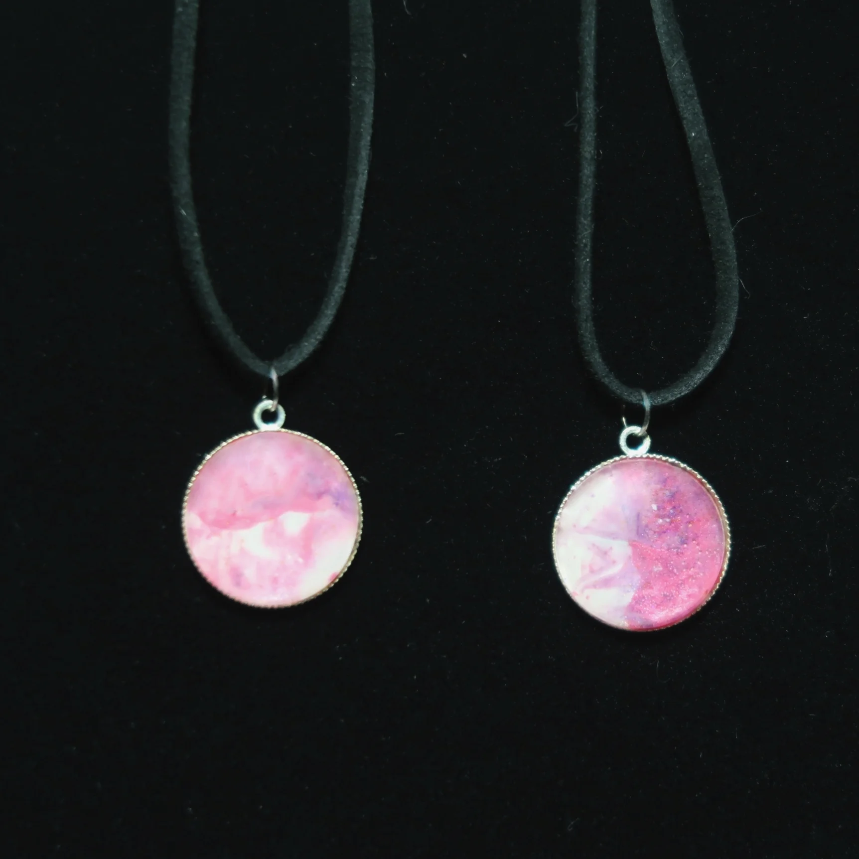 Marbled Pink and White Cabochon Pendant  - $18.00