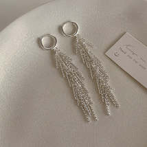 All-matching Thin-looking Earrings Silver Tassel Earrings Female Light Luxury Mi - £5.81 GBP