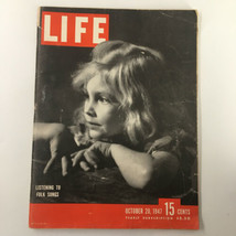 VTG Life Magazine October 20 1947 A Little Girl Listening to Folk Songs - £10.39 GBP