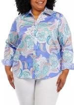 New Ruby Rd Blue Floral Cotton Shirt Blouse Size 16 W Women $68 - £33.96 GBP