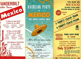 3 Mexico Tour Brochures 1958 Bachelor Party Rail and American Airlines Air Tours - $17.80