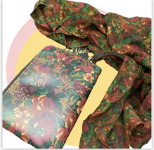 new Patricia Nash Floral Leather Wristlet comes with Scarf Boxed  Set - £38.05 GBP