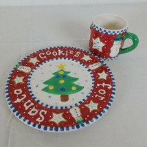 Lady Jayne Santa Cookie Plate and Mug Set 2003 Christmas Eve Tree Snowma... - $9.75