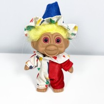 Vintage 1991 Troll Clown 5&quot; Tnt Yellow Hair -Pink Eyes Clown Outfit - £15.54 GBP