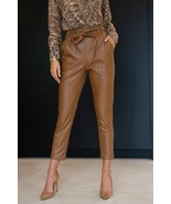 100% Soft Lambskin Leather Pant Slim Fit Stylish Formal Brown Designer W... - $154.27 CAD+