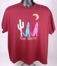 Vtg New Mexico T Shirt-XL-Maroon-Coyote Moon Cactus-Single Stitch-Hef-T-... - $28.04