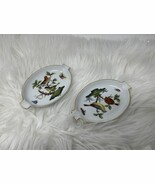 Herend Hungary Handpainted Gilted Porcelain Birds Butterflies Oval Ashtr... - $59.99