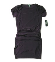 NWT LAUREN Ralph Lauren Blouson in Raisin Purple Ruched Jersey Dress 10 - £33.45 GBP