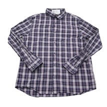 Michael Kors Shirt Mens L Purple Plaid Button Up Long Sleeve Collared Top - $18.69