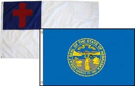 2x3 Christian Christ &amp; State Nebraska 2 Pack Flag Wholesale Combo 2&#39;x3&#39; Banner G - £7.56 GBP