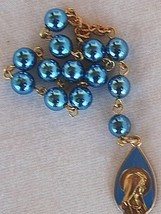 Blue shiny mini Rosary  - $16.00