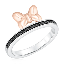Enchanted Disney Minnie Mouse Ring Bow Engagement Ring in Two-Tone Silver Ring - £92.37 GBP