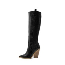 Plus size 34-46 New women boots wedges high heels zipper knee high boots quality - £99.91 GBP