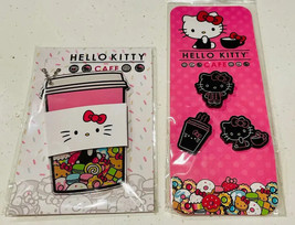 Hello Kitty Cafe Hello Kitty Coffee Cup Mug Acrylic Keychain 3.5” and 3 pin set - £36.75 GBP