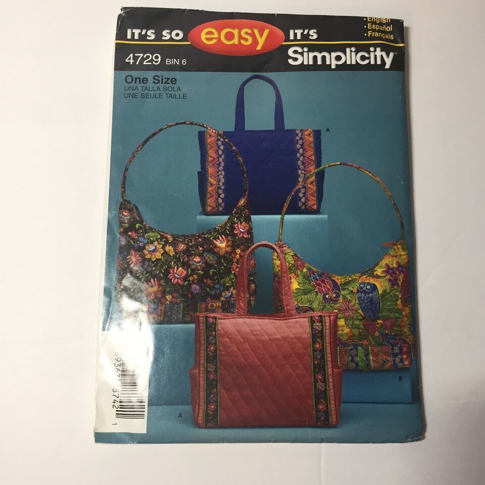Simplicity 4729 Bags Tote Purse - $12.86