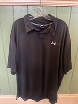 Under Armour Loose Polo Shirt Mens Size XXL Black Collar Pullover Top - £15.30 GBP