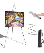 Portable Art Easel Stand 63 Inches Silver Picture Stands for Display w B... - £29.88 GBP