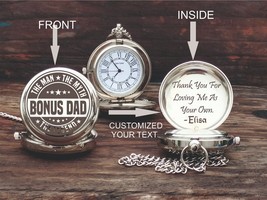 Personalized Gift For Bonus Dad - Pocket Watch - Engraved Pocket Watch - £18.16 GBP+