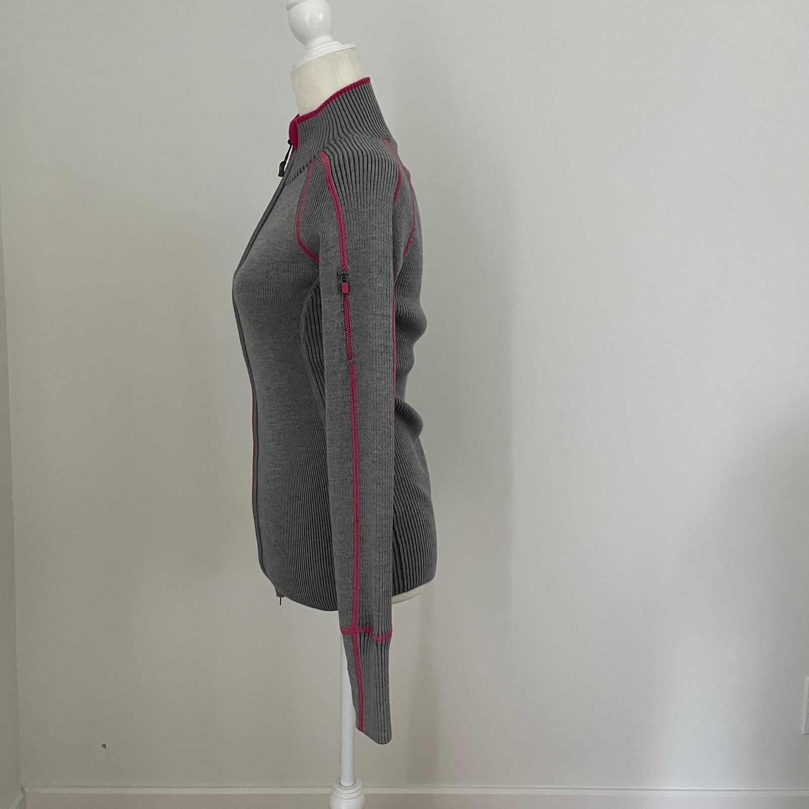 Athleta Women's Giant Slalom Full Zip Sweater Gray Pink Small Item image 3