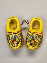 Vintage Holland Dutch Wooden Shoes Clogs Netherlands Windmill Tulips Yellow - £11.90 GBP