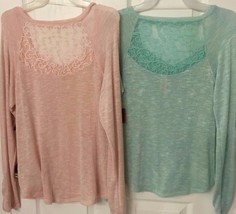 No Boundaries Light Weight Sweater W/ Lace &amp; Sparkle Juniors Green Sz M NWT - £11.98 GBP