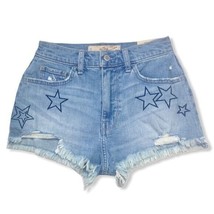 Hollister Vintage Shorts High Rise Embroidered Star Denim Jean Cutoffs 0... - $17.80
