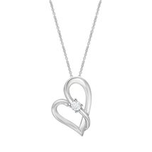 1/3 cttw Moissanite Solitaire Crossover Heart Pendant Necklace for Women... - £74.82 GBP