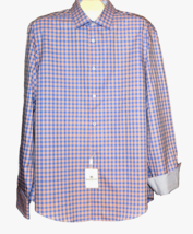 Bugatchi Uomo Men&#39;sPurple Plaids Cotton Button Up Shirt Size 17.5  36-37 - £73.28 GBP