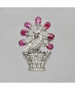 925 Silver Peacock Pendant Brooch Red Ruby Mossianite Gemstone/ gift for... - $15,348.04 MXN