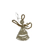 Vintage hand-made Beaded Angel Christmas Tree Ornament Faux Pearl - £5.00 GBP