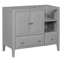 36&quot; Bathroom Vanity Base Only, Solid Wood Frame and MDF Boards, Grey - £195.54 GBP
