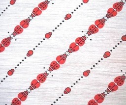 Vintage Scarf Ladybug Stripes Print Rayon Nylon  1960S 21&quot; Square - $21.38