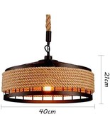 Hanging Lamp Vintage Hemp Rope Pendant Lamp Ceiling Lamp, Retro Industri... - $82.79 CAD