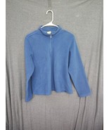 L.L Bean Womens L Pull Over Quarter Zip Up Fleece Athletic Sweatshirt Blue - $13.99