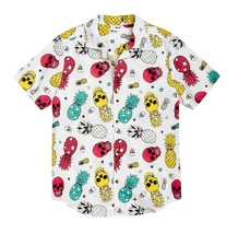 Epic Threads Toddler Boys 3T White Pineapple Skull Collared Button Up To... - $8.41