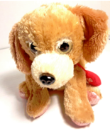 6&quot; Tan, White Puppy Dog Stuffed Animal Plush Red Collar &amp; Heart XoXo Pin... - £9.34 GBP