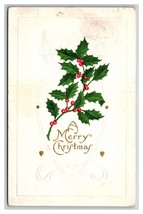 Merry Christmas Holly and Berries Embossed DB Postcard Z5 - $2.92