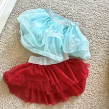 Lot of 2 Tulle Tutu Skirts Girls Size 6 6x Sparkly Red Green Disney Frozen Circo - $12.86