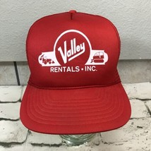 Vintage Valley Rentals Trucker Hat Mens Snapback Red Adjustable Ball Cap - $19.79