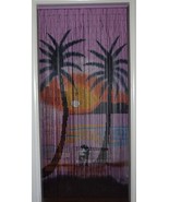 Natural Bamboo Beaded Curtain Twin Palm Sunset Beads Window Doors Room Divider - $71.16