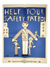 AAA Chicago Motor Club “Help Your Safety Patrol” 2 Sided Safety Poster 1968 - $40.84