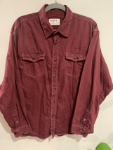 Wrangler X Large Button Down Shirt-Maroon/Black Cotton L/S Euc - £12.03 GBP