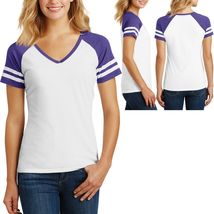 Ladies Plus Size Sleeve Stripe T-Shirt Game Day Womens Tee XL, 2XL, 3XL, 4XL NEW - £10.99 GBP+