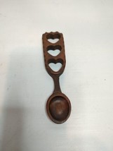 Cillacraft Welsh Love Spoon Hand Carved Wood Triple Heart Dark Brown 6.5&quot;L - £14.60 GBP