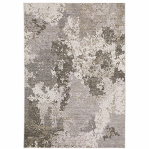8' X 11' Grey Ivory Beige Tan Brown And Black Abstract Power Loom Stain Resistan - $652.49