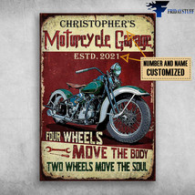 Motorcycle Garage Four Whells Move The Body Two Wheels Move The Soul - £12.57 GBP